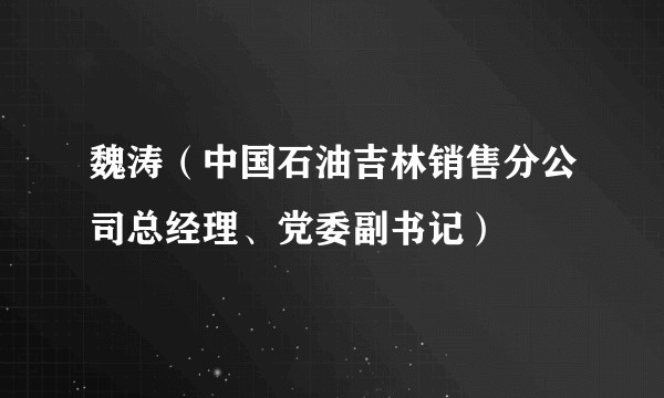 魏涛（中国石油吉林销售分公司总经理、党委副书记）