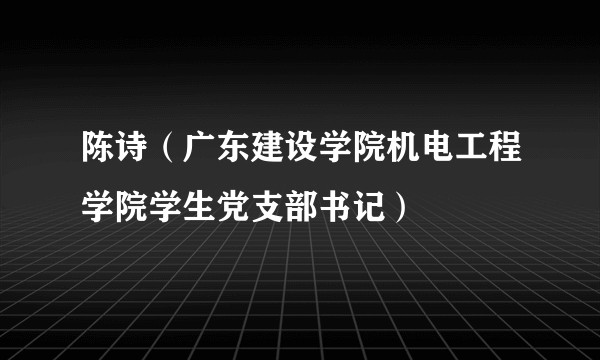 陈诗（广东建设学院机电工程学院学生党支部书记）
