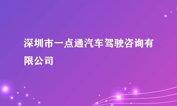 深圳市一点通汽车驾驶咨询有限公司