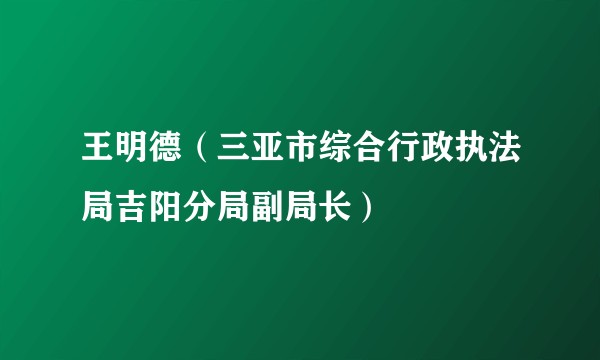 王明德（三亚市综合行政执法局吉阳分局副局长）