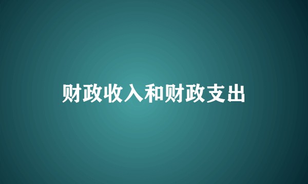 财政收入和财政支出