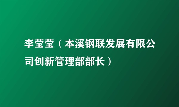 李莹莹（本溪钢联发展有限公司创新管理部部长）