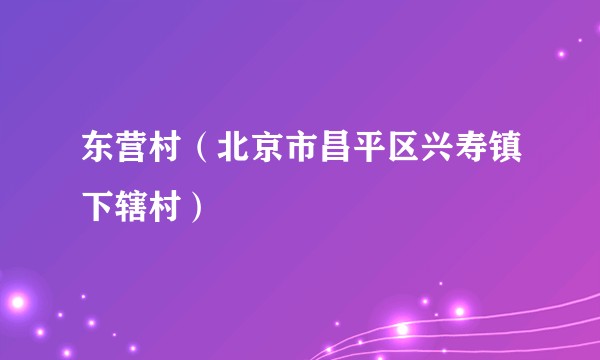 东营村（北京市昌平区兴寿镇下辖村）