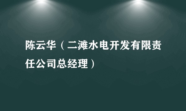 陈云华（二滩水电开发有限责任公司总经理）