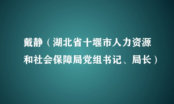 戴静(湖北省十堰市人力资源和社会保障局党组书记、局长)