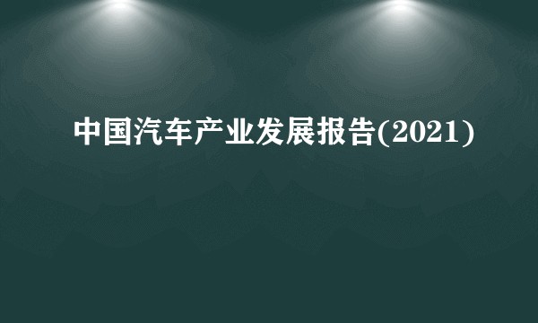 中国汽车产业发展报告(2021)