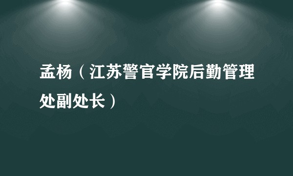 孟杨（江苏警官学院后勤管理处副处长）