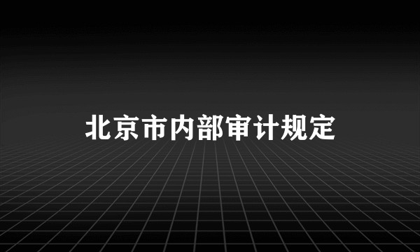 北京市内部审计规定