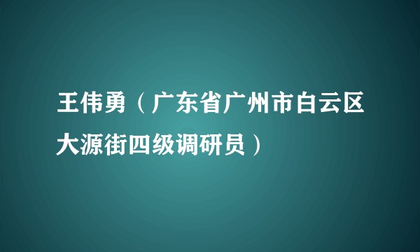王伟勇（广东省广州市白云区大源街四级调研员）