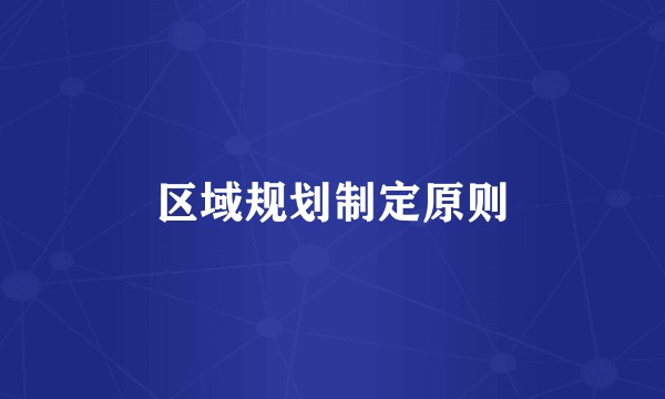 区域规划制定原则