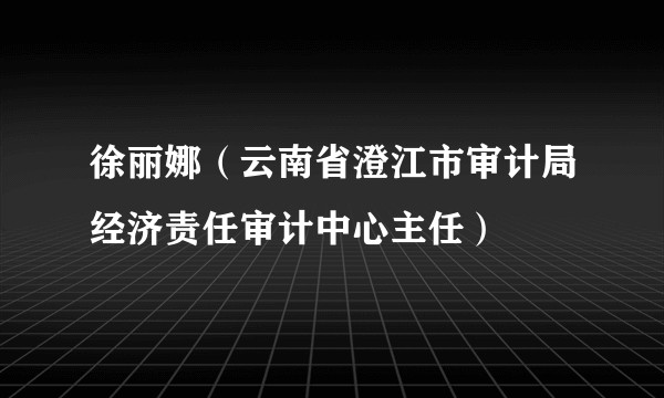 徐丽娜（云南省澄江市审计局经济责任审计中心主任）