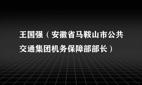 王国强（安徽省马鞍山市公共交通集团机务保障部部长）