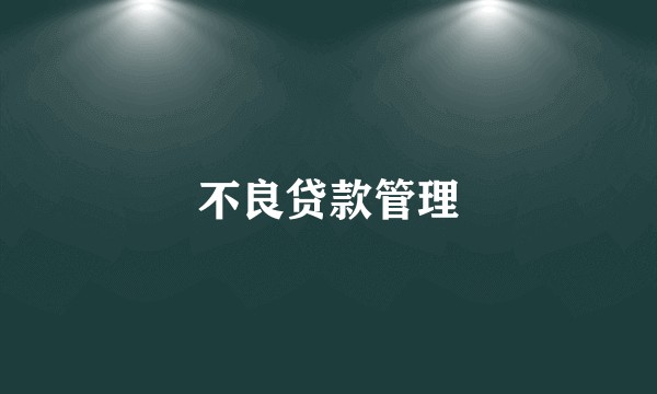 不良贷款管理