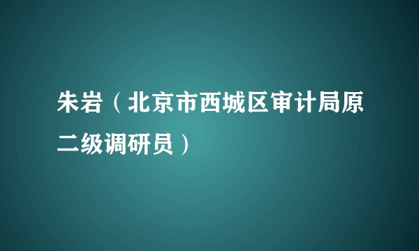 朱岩（北京市西城区审计局原二级调研员）