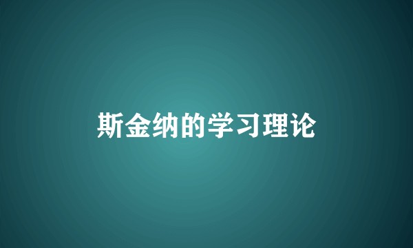 斯金纳的学习理论