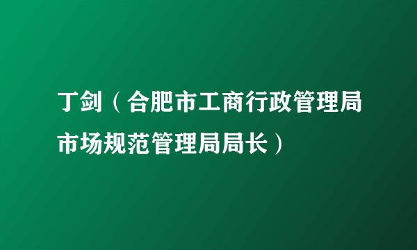 丁剑（合肥市工商行政管理局市场规范管理局局长）
