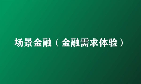 场景金融（金融需求体验）