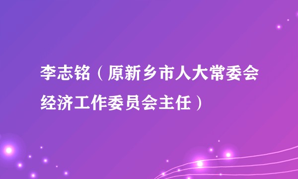 李志铭（原新乡市人大常委会经济工作委员会主任）