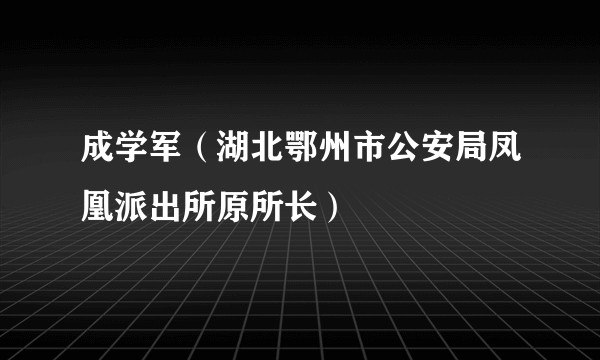 成学军（湖北鄂州市公安局凤凰派出所原所长）