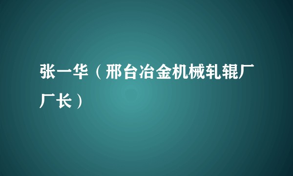 张一华（邢台冶金机械轧辊厂厂长）