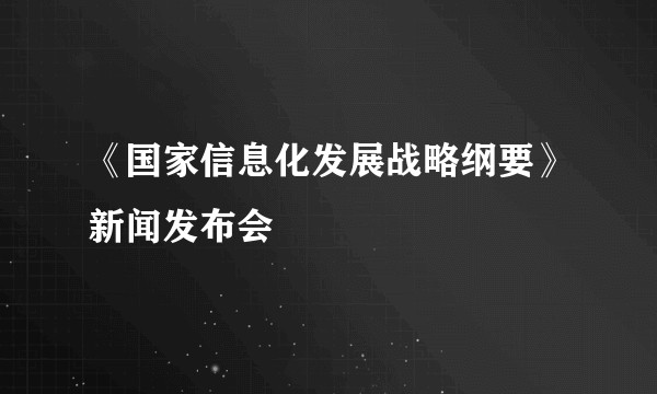 《国家信息化发展战略纲要》新闻发布会
