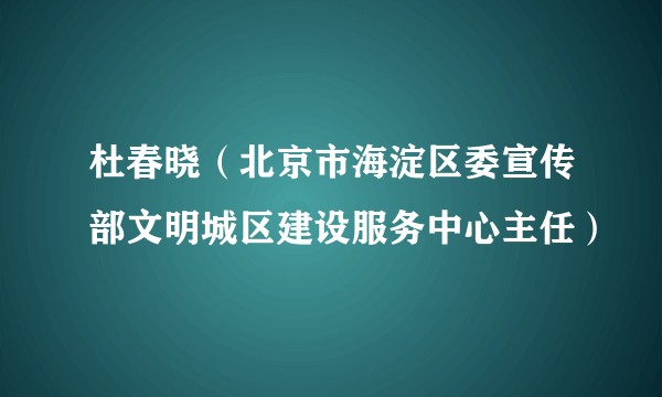杜春晓（北京市海淀区委宣传部文明城区建设服务中心主任）