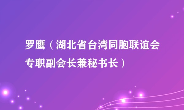 罗鹰(湖北省台湾同胞联谊会专职副会长兼秘书长)