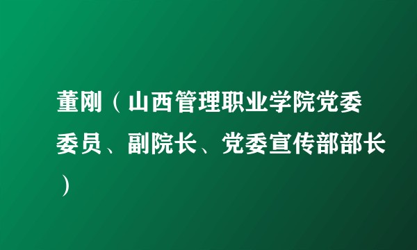 董刚（山西管理职业学院党委委员、副院长、党委宣传部部长）