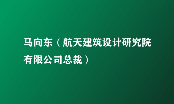 马向东（航天建筑设计研究院有限公司总裁）