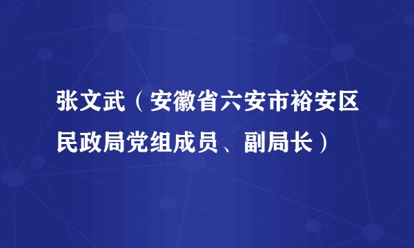 张文武（安徽省六安市裕安区民政局党组成员、副局长）