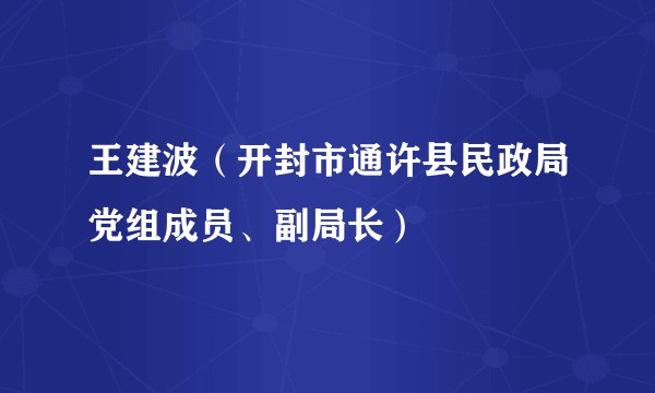 王建波（开封市通许县民政局党组成员、副局长）