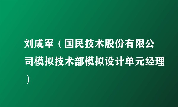 刘成军（国民技术股份有限公司模拟技术部模拟设计单元经理）