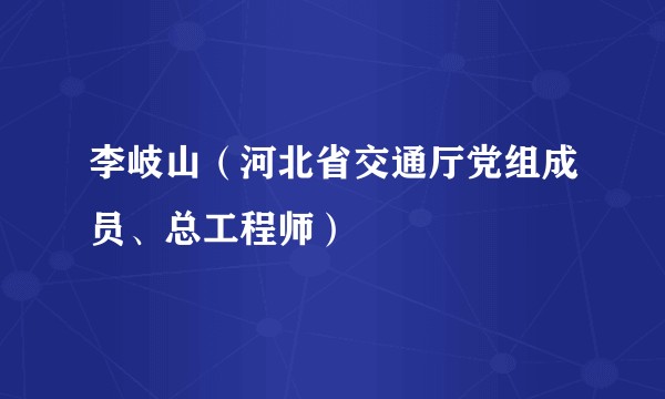 李岐山（河北省交通厅党组成员、总工程师）