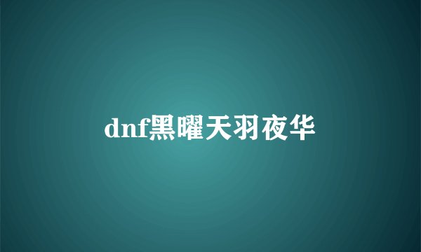 dnf黑曜天羽夜华