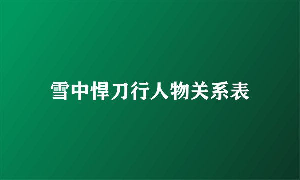 雪中悍刀行人物关系表