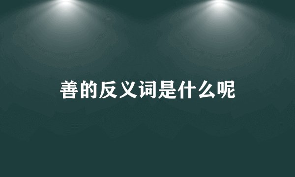 善的反义词是什么呢