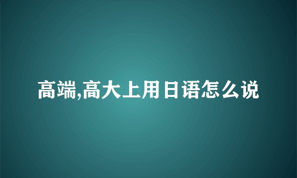 高端,高大上用日语怎么说