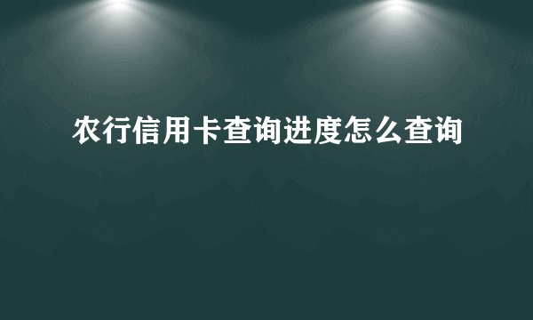农行信用卡查询进度怎么查询