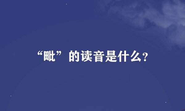 “毗”的读音是什么？