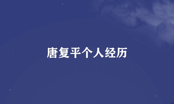 唐复平个人经历
