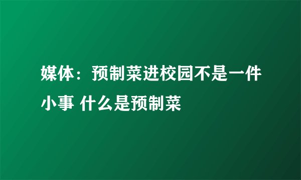 媒体：预制菜进校园不是一件小事 什么是预制菜