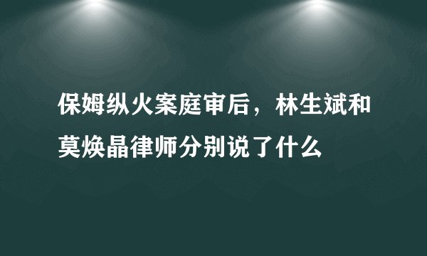 保姆纵火案庭审后，林生斌和莫焕晶律师分别说了什么