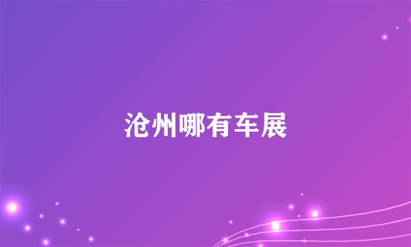沧州哪有车展