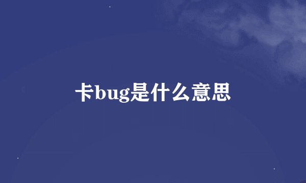卡bug是什么意思
