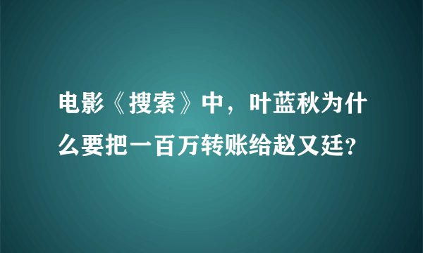 电影《搜索》中，叶蓝秋为什么要把一百万转账给赵又廷？