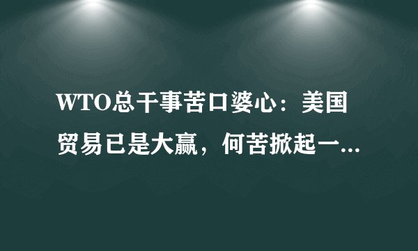 WTO总干事苦口婆心:美国贸易已是大赢,何苦掀起一场害人不利己的贸易战
