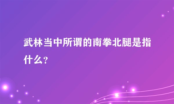 武林当中所谓的南拳北腿是指什么？
