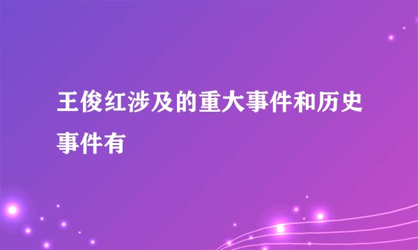 王俊红涉及的重大事件和历史事件有