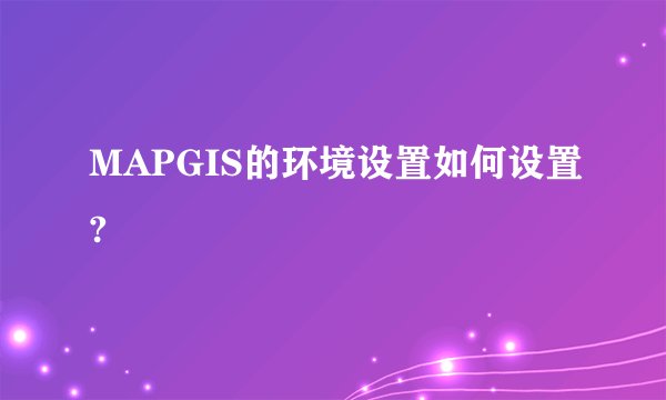 MAPGIS的环境设置如何设置?