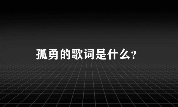 孤勇的歌词是什么？